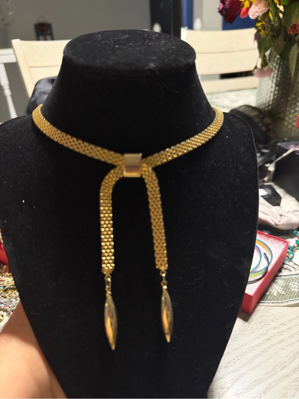 Gold-Tone Double Strand Lariat Necklace - Elegant Women’s Jewelry